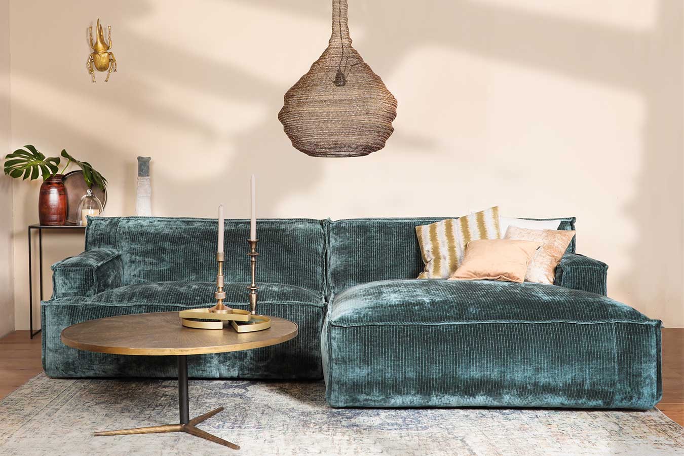 Ecksofa Plantes Cord petrol