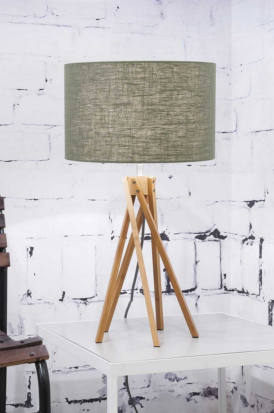 Tischlampe Kilimanjaro Bambus Textil grün