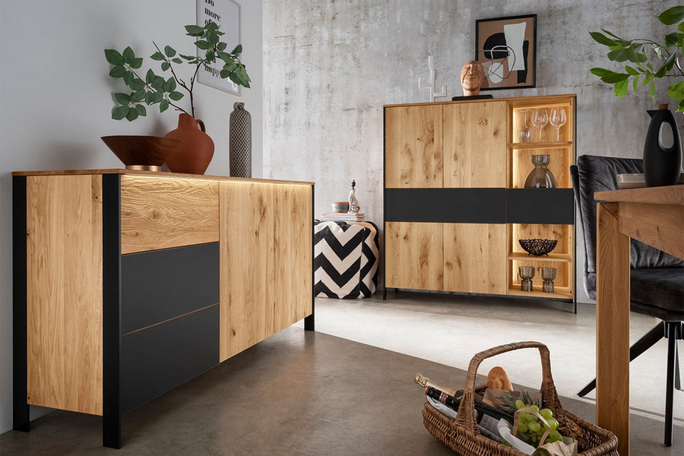 Highboard Benni Wildeiche H 143 cm