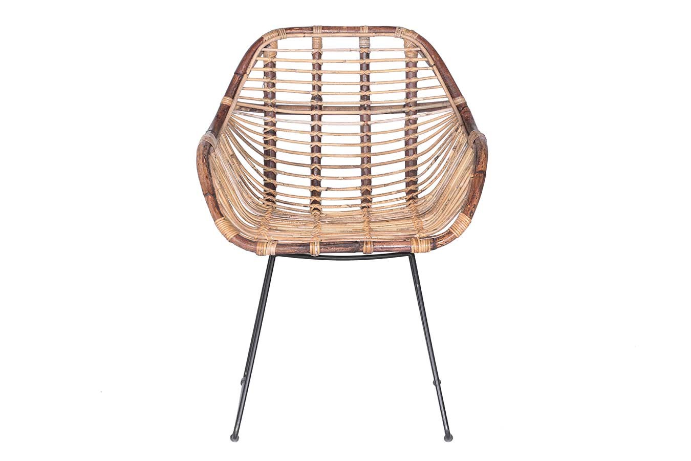 Rattanstuhl mit Armlehne und Metallkufe