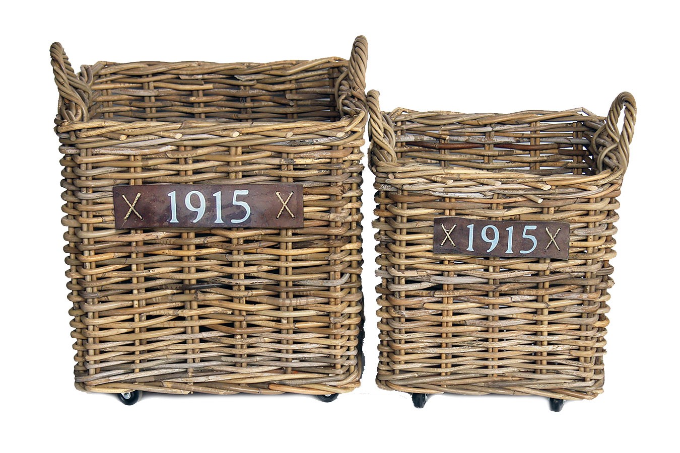 Rattankorb "1915" auf Rollen 2er Set