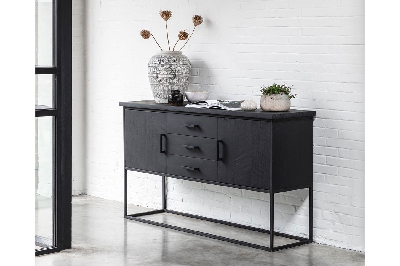 Sideboard Timeless Black Teak schwarz B 158cm