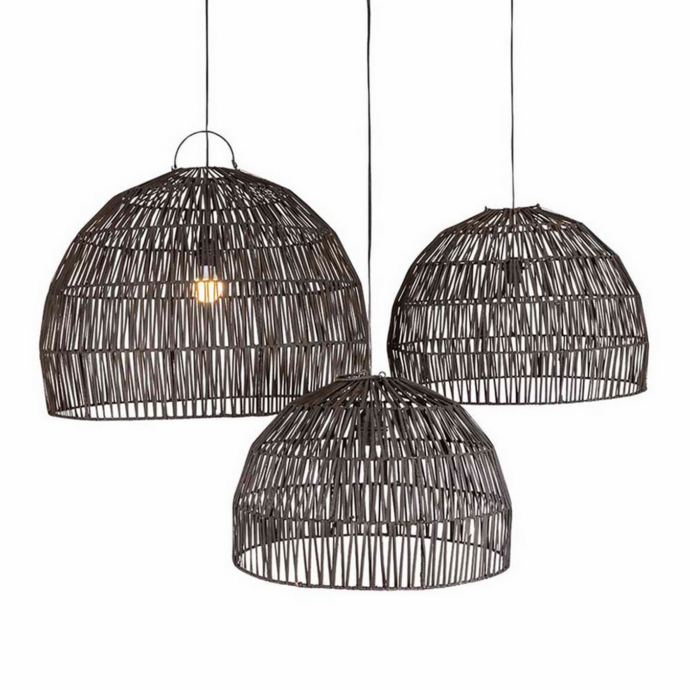 Lampenschirm Ibiza Rattan schwarz M