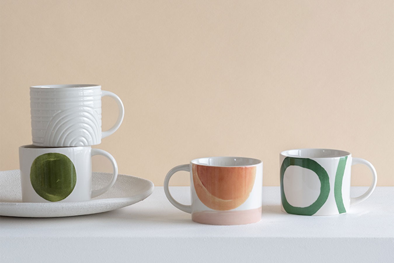 Tasse Tazza weiß-grün D 10,5 cm