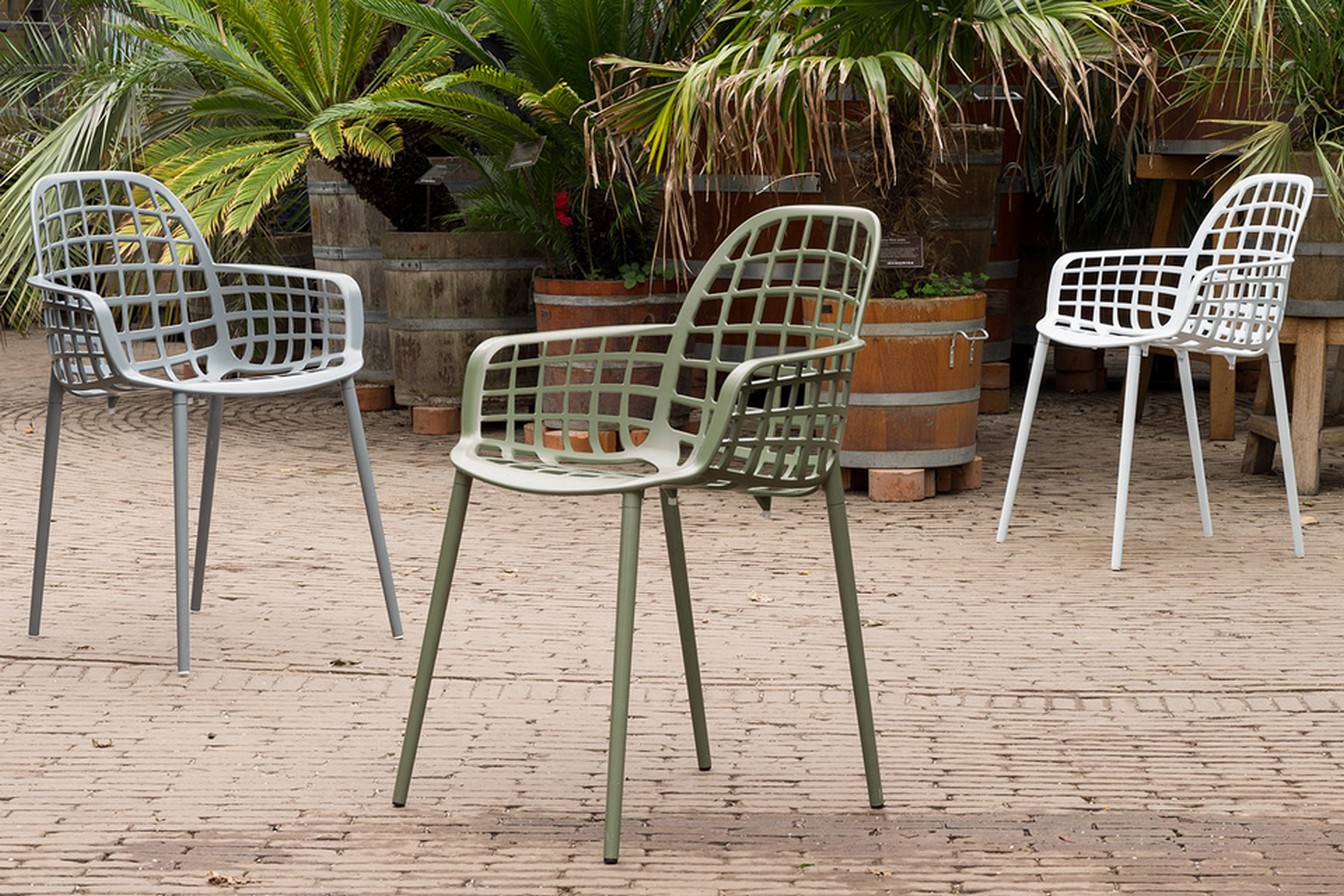 Garten Armlehnstuhl Aluminium hellgrau