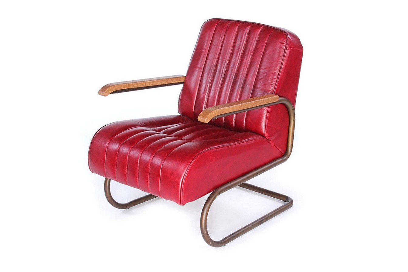 Lounge Sessel Marco 1930 Leder rot