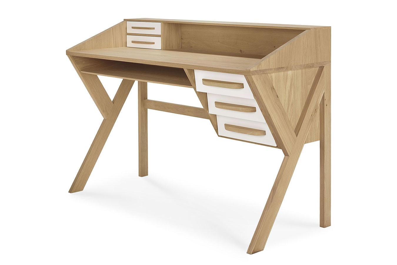 Schreibtisch Origami Eiche natur creme B 135 cm