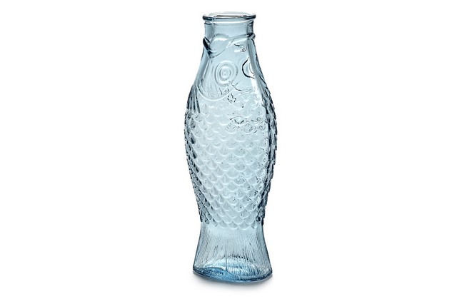 Designer Karaffe Fish & Fish Glas hellblau