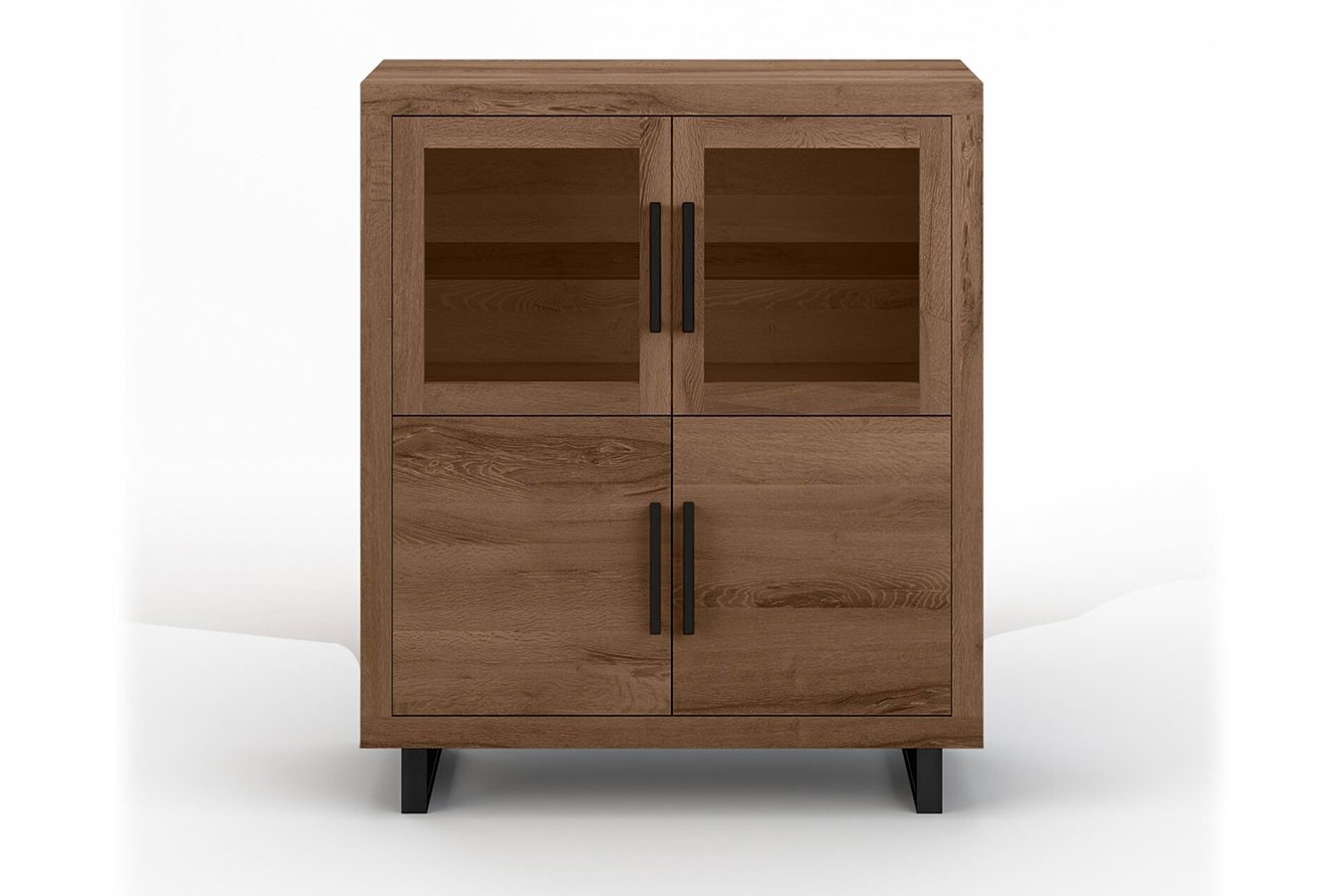 Highboard Nature mit Glas Eiche H 140 cm