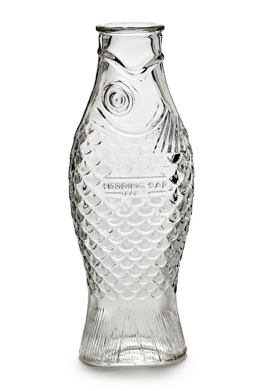 Designer Karaffe Fish & Fish Glas transparent