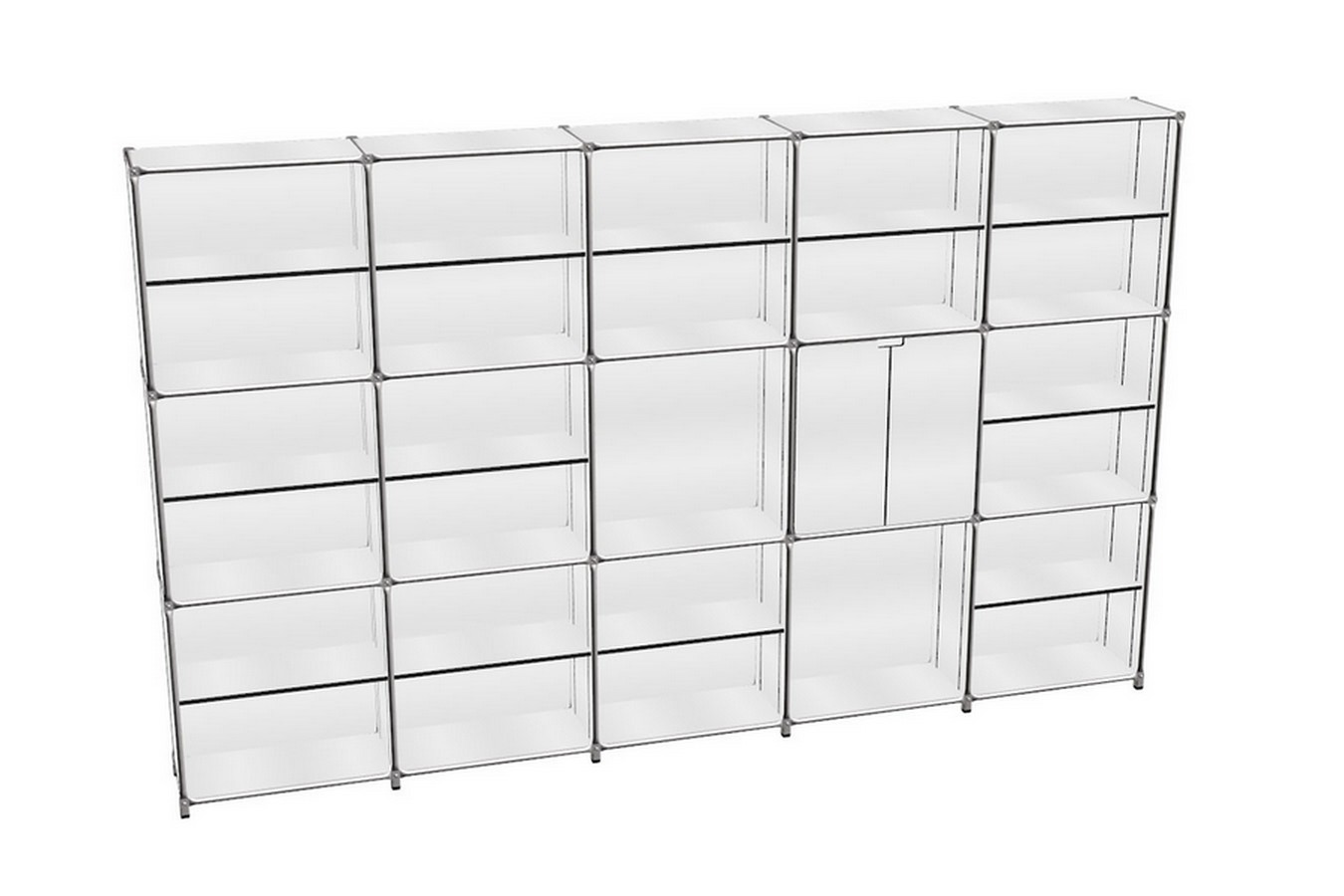 Regalwand System 180 weiß B 363 cm