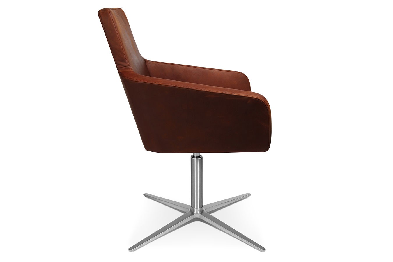 Drehstuhl W-Cube 1 mit Arm Leder braun