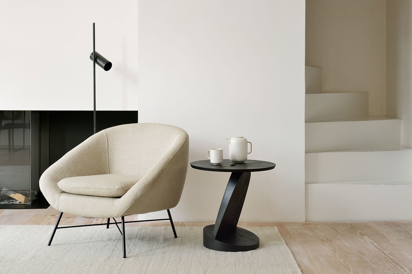 Beistelltisch Oblic Teak schwarz