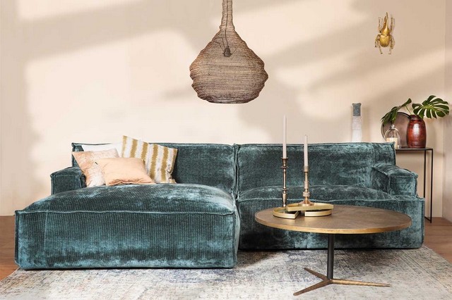 Ecksofa Plantes Cord petrol