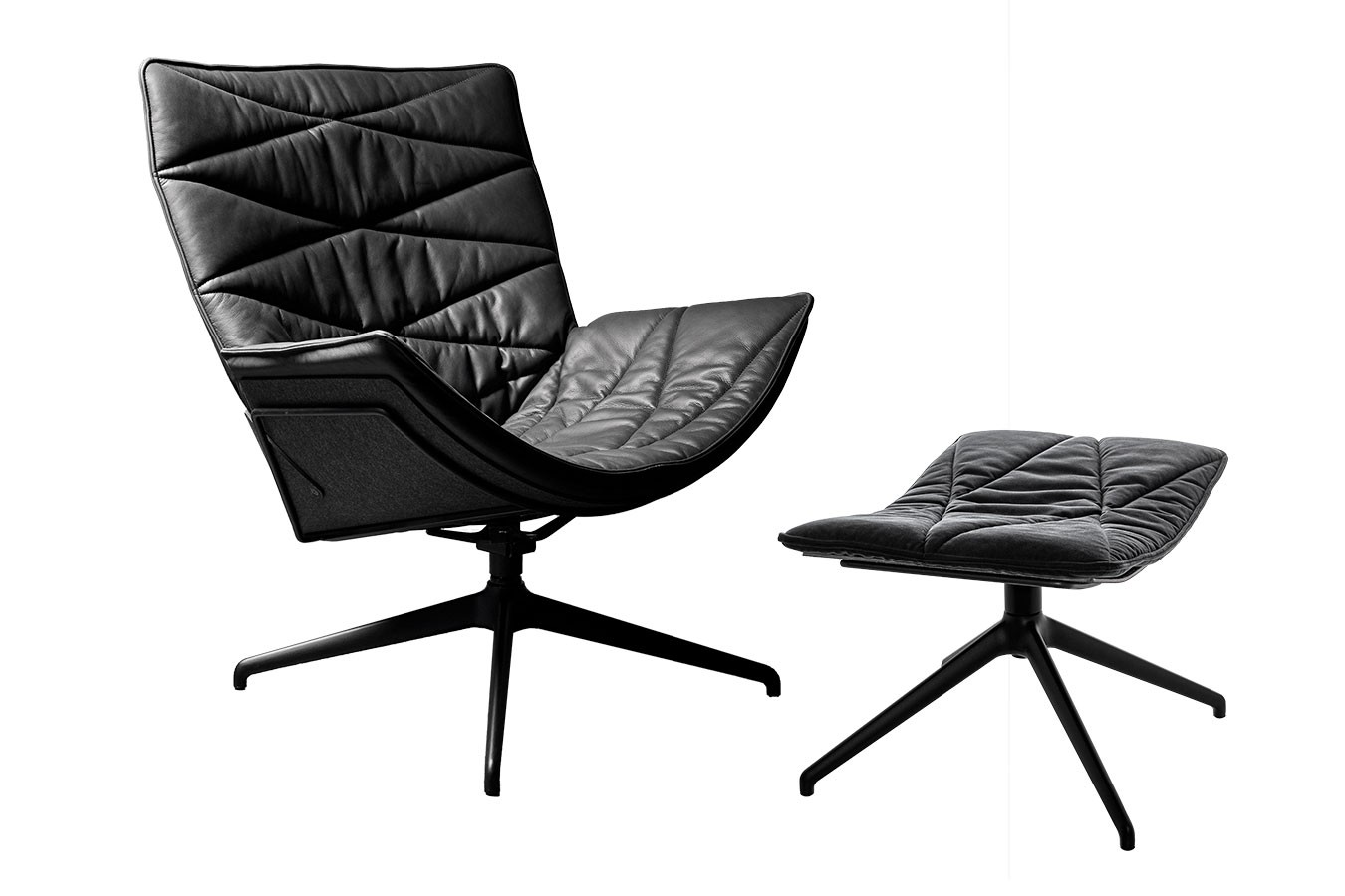 Drehsessel Nest Pure Lounge Leder schwarz