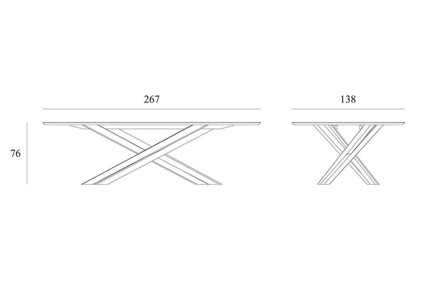 Esstisch Mikado Eiche massiv oval B 267 cm