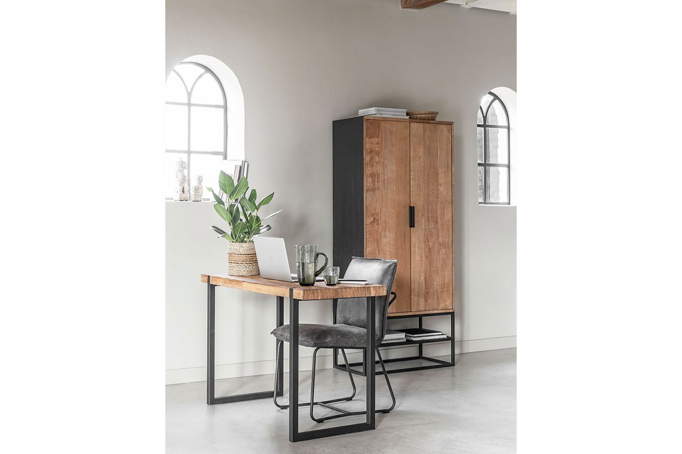 Schrank Cosmo Teak Metall 180x80 cm