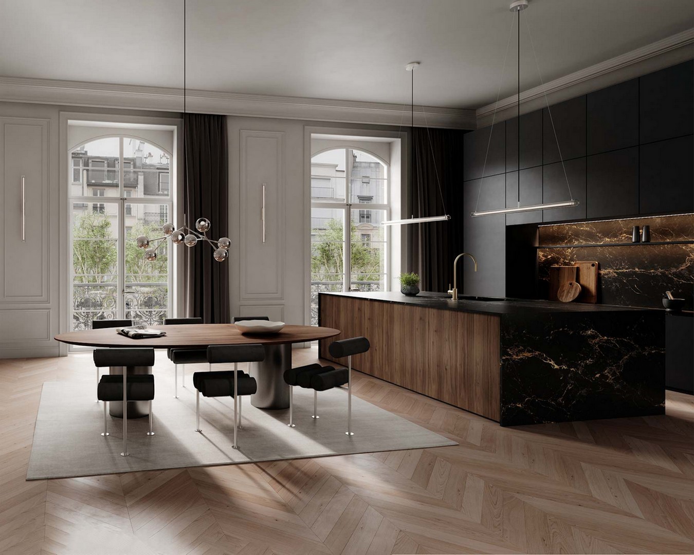 Designerstuhl Hiro Leder schwarz