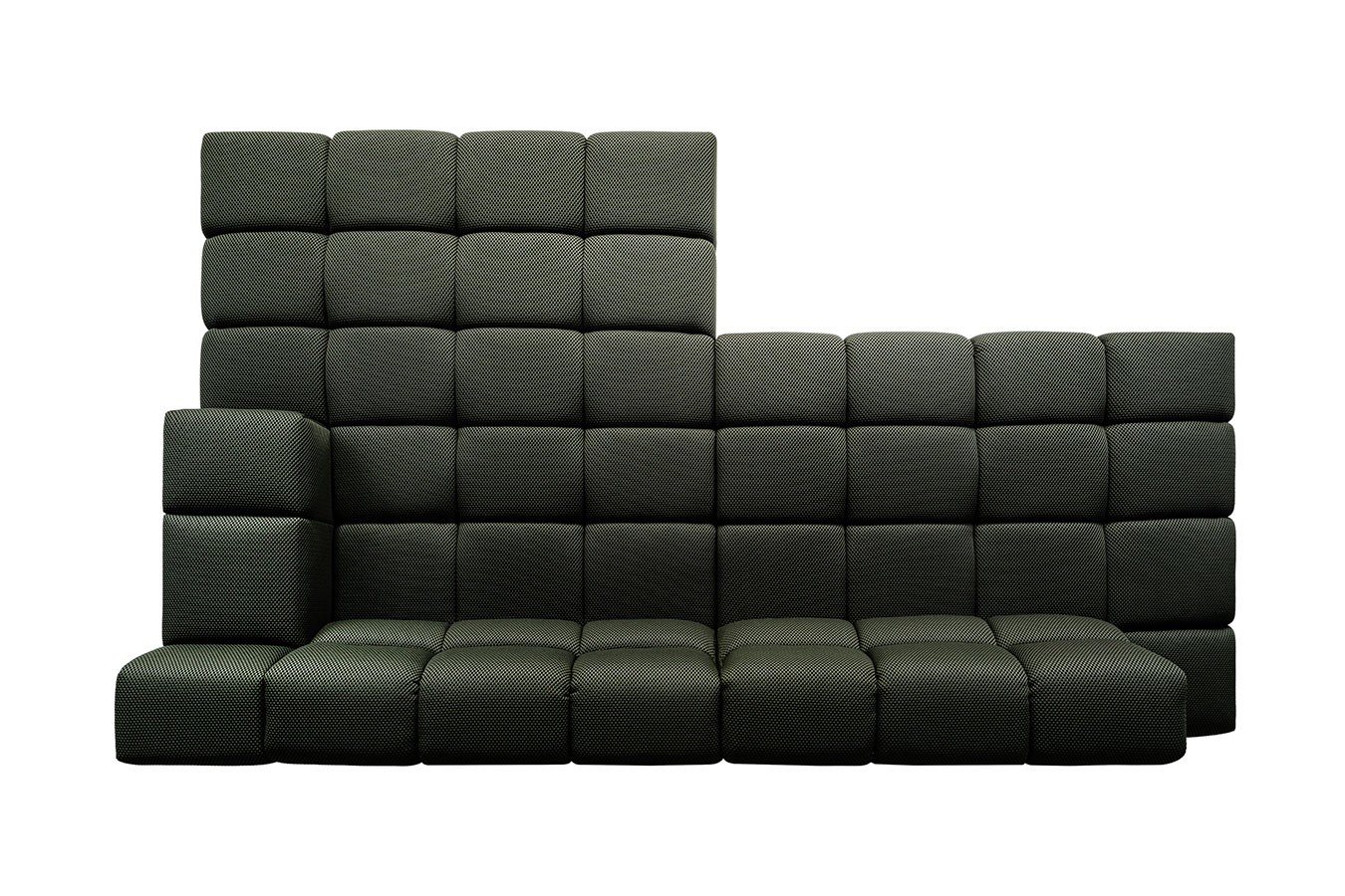 Ecksofa Cube Stoff dunkelgrün