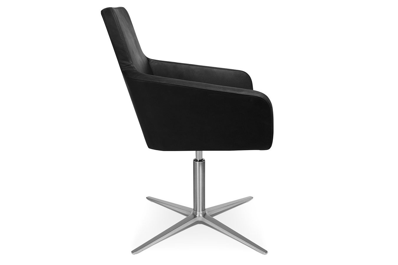 Drehstuhl W-Cube 1 mit Arm Leder schwarz