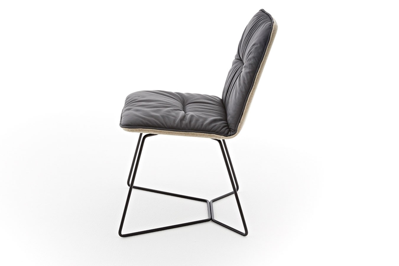 Stuhl Efendi Leder-Stoff Mix schwarz-sand Metallgestell standard
