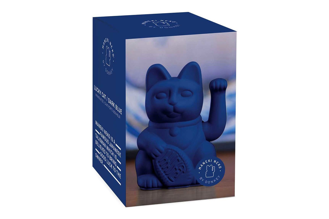 Winkekatze Lucky Cat matt dunkelblau