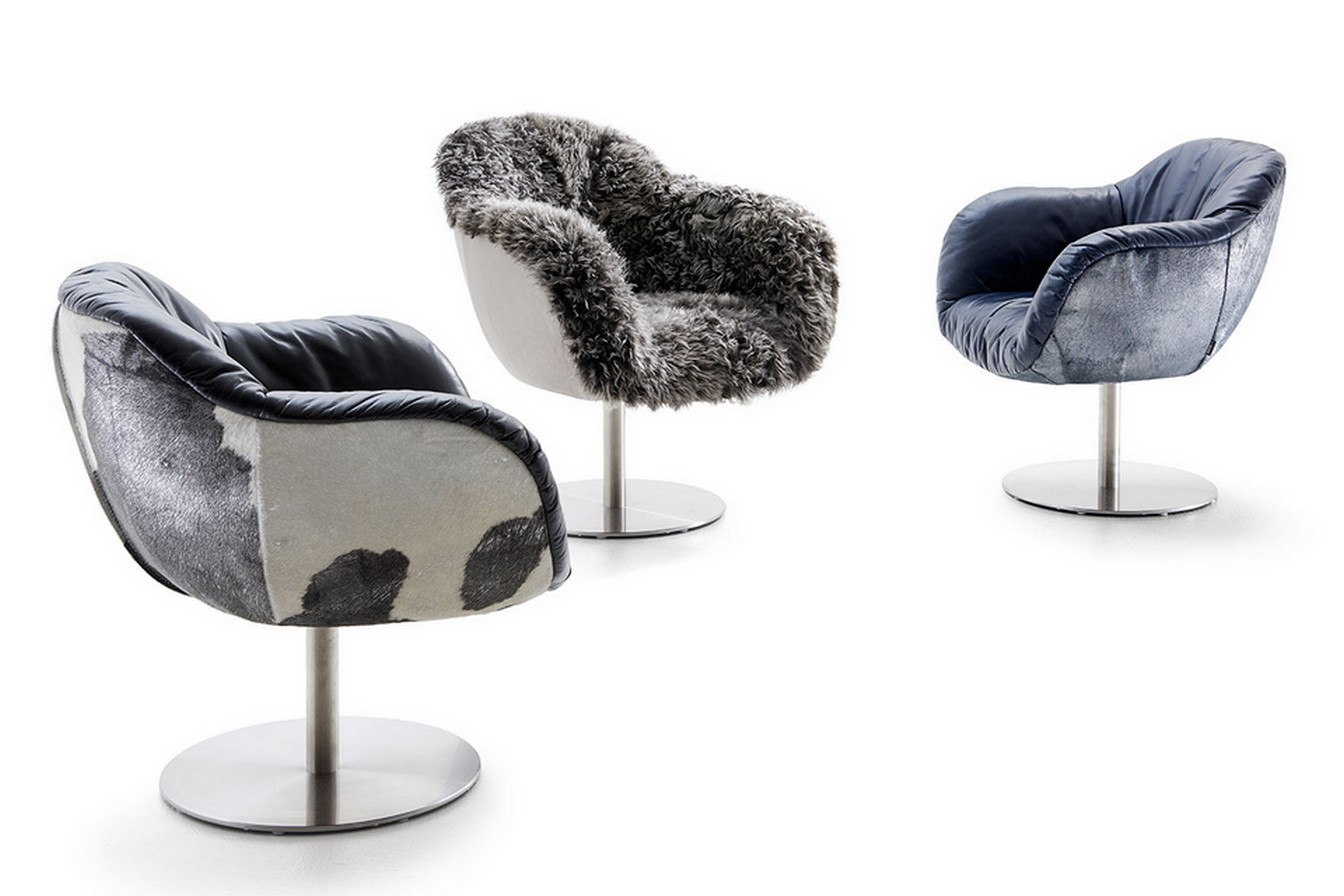 Drehsessel Lola mit Fell grau
