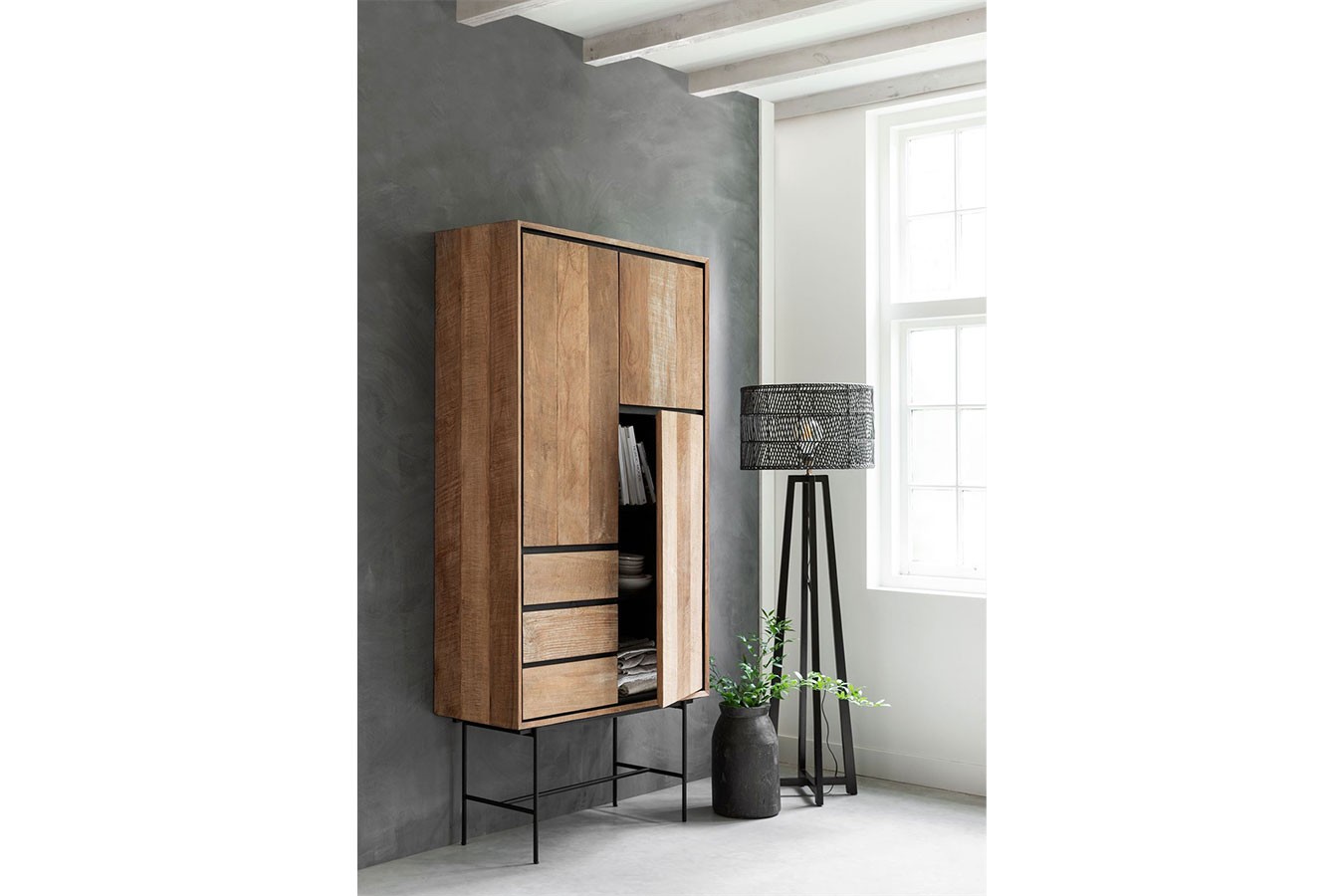 Schrank Metropole Teak Metall 210x100 cm