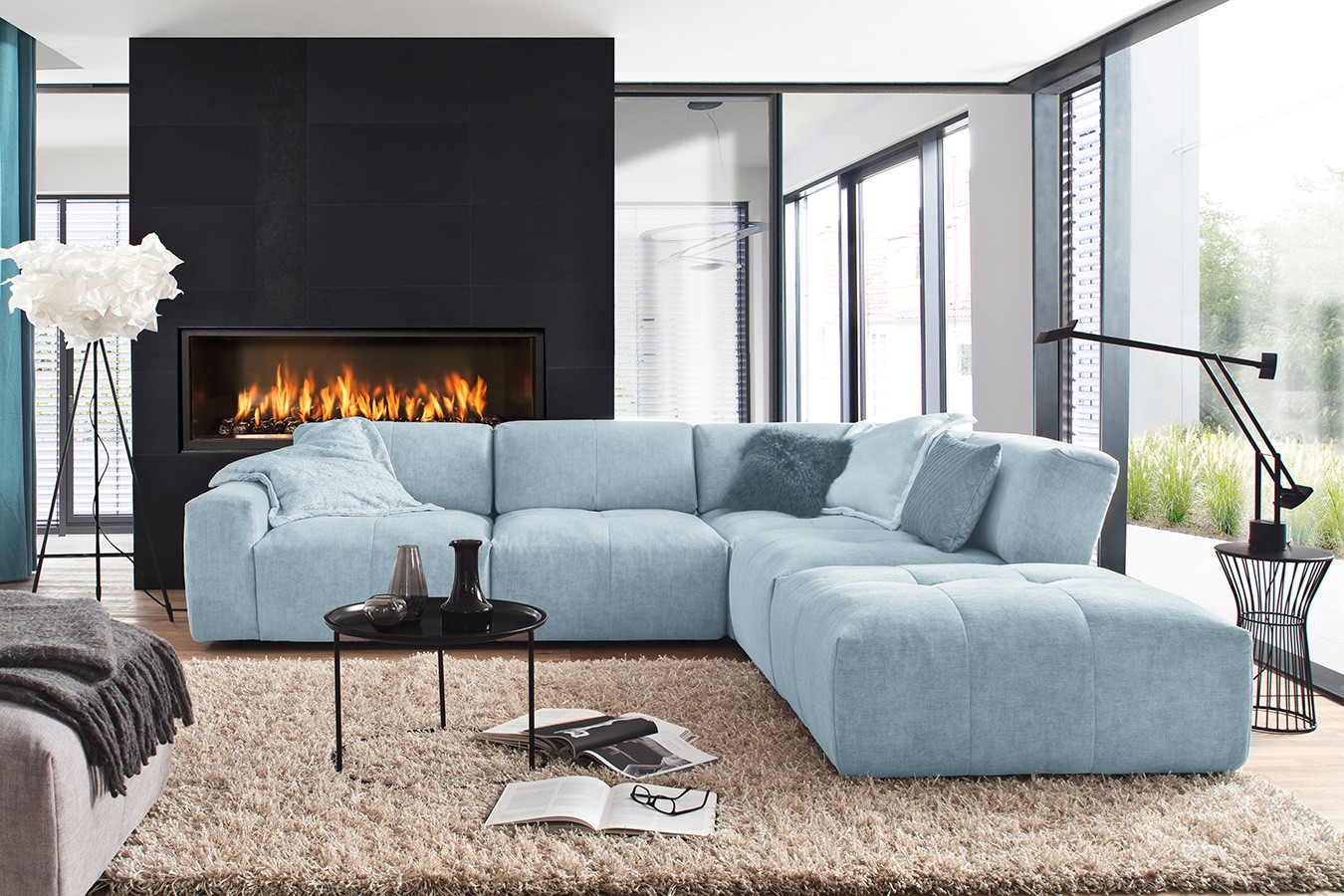 Ecksofa Paddy Stoff hellblau