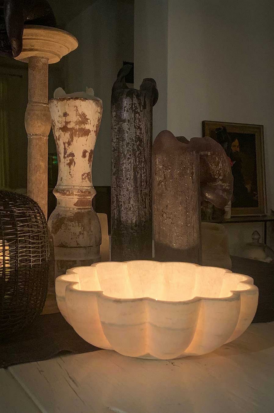 Kerzenständer Massivholz weiß