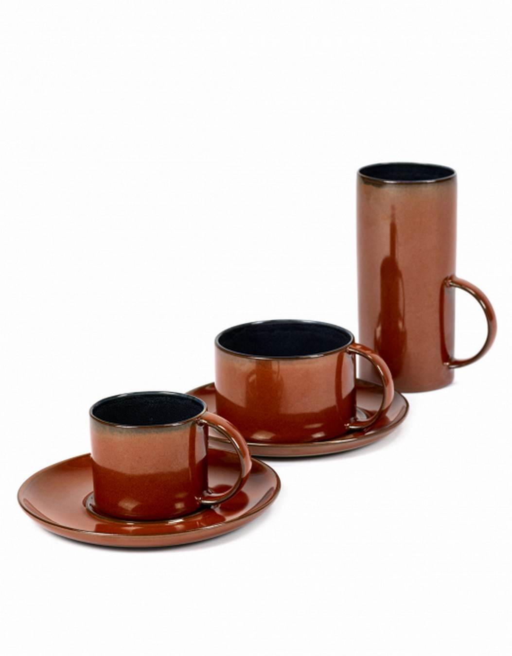 Kaffeetasse Terres de Reves dunkelblau rot