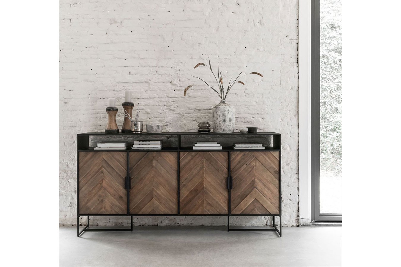 Highboard Criss Cross Massivholz B 200 cm