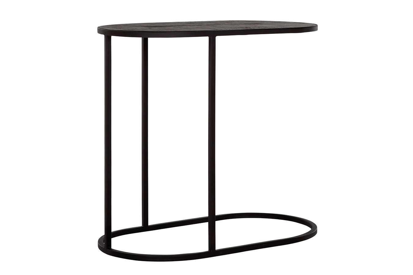 Beistelltisch Highlight Teak schwarz oval B 60 cm