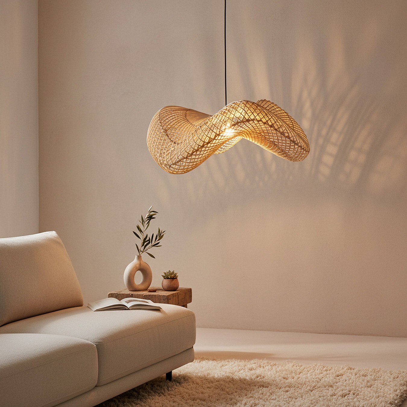 Hängelampe Wave Rattan D 71 cm