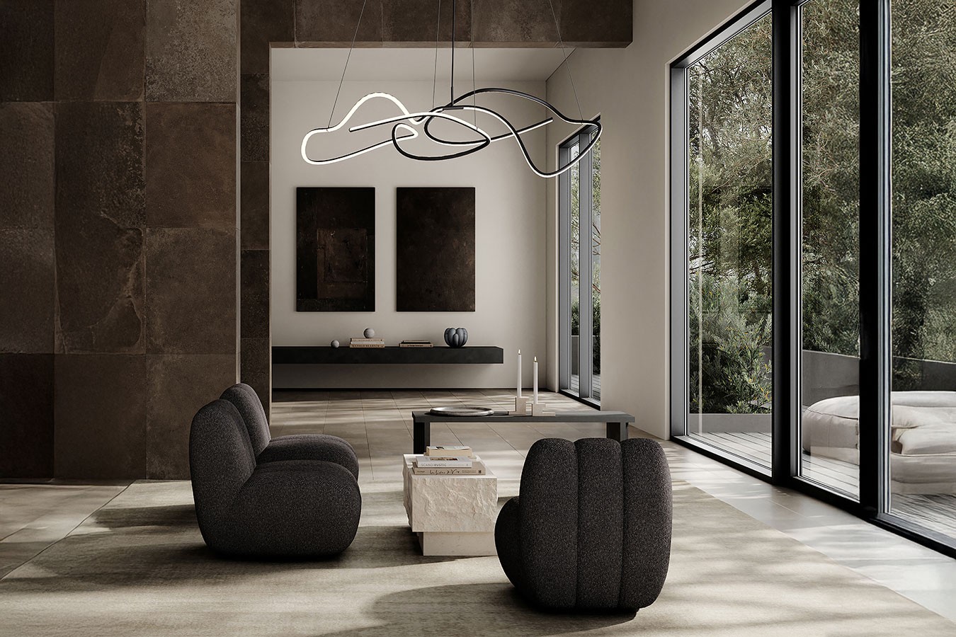Lounge Sessel Toe Bouclé dunkelgrau