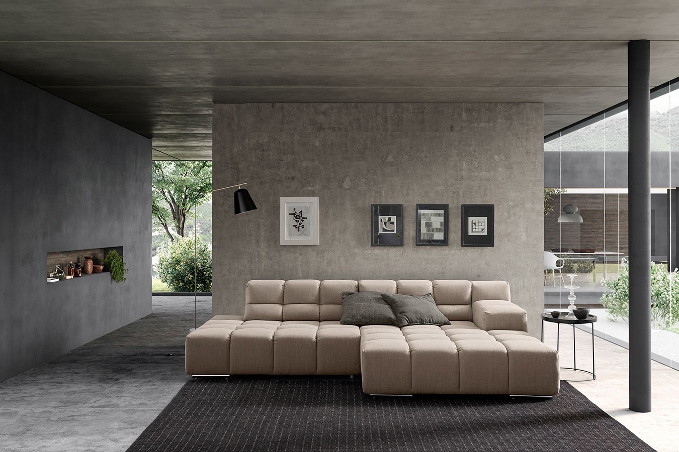 Ecksofa Cube Stoff natur