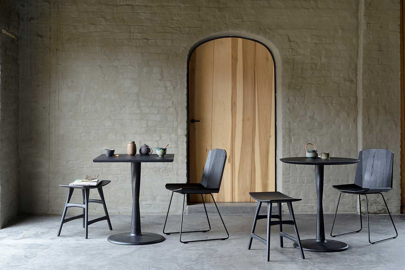 Sitzhocker Osso Eiche schwarz H 48 cm