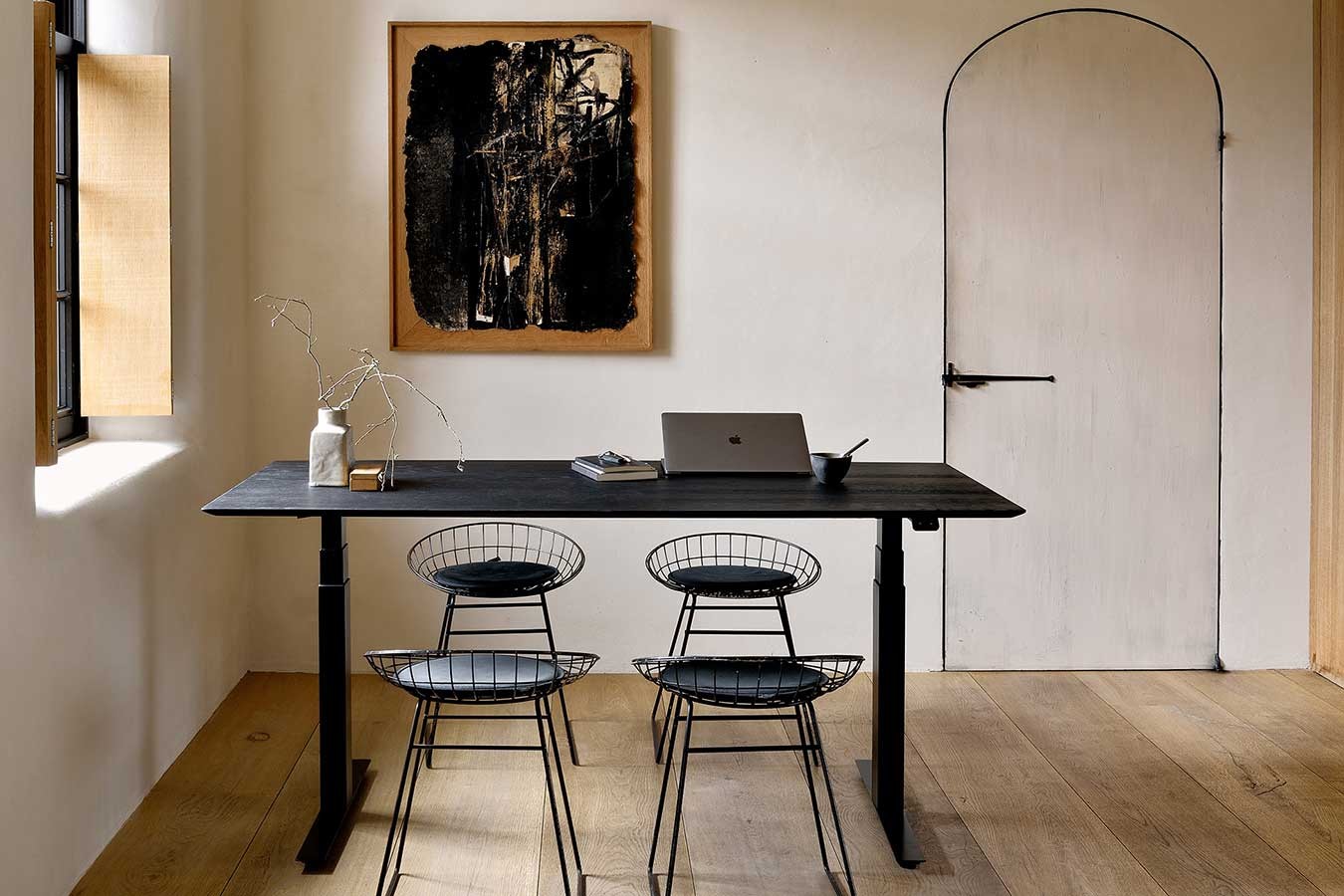 Schreibtisch Bok höhenverstellbar schwarz B 140 cm