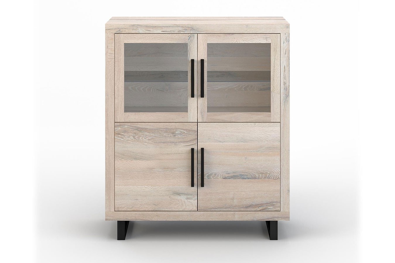 Highboard Nature mit Glas Eiche H 140 cm