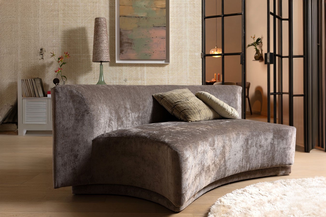 Sofa 2-Sitzer Pop halbrund Samt taupe