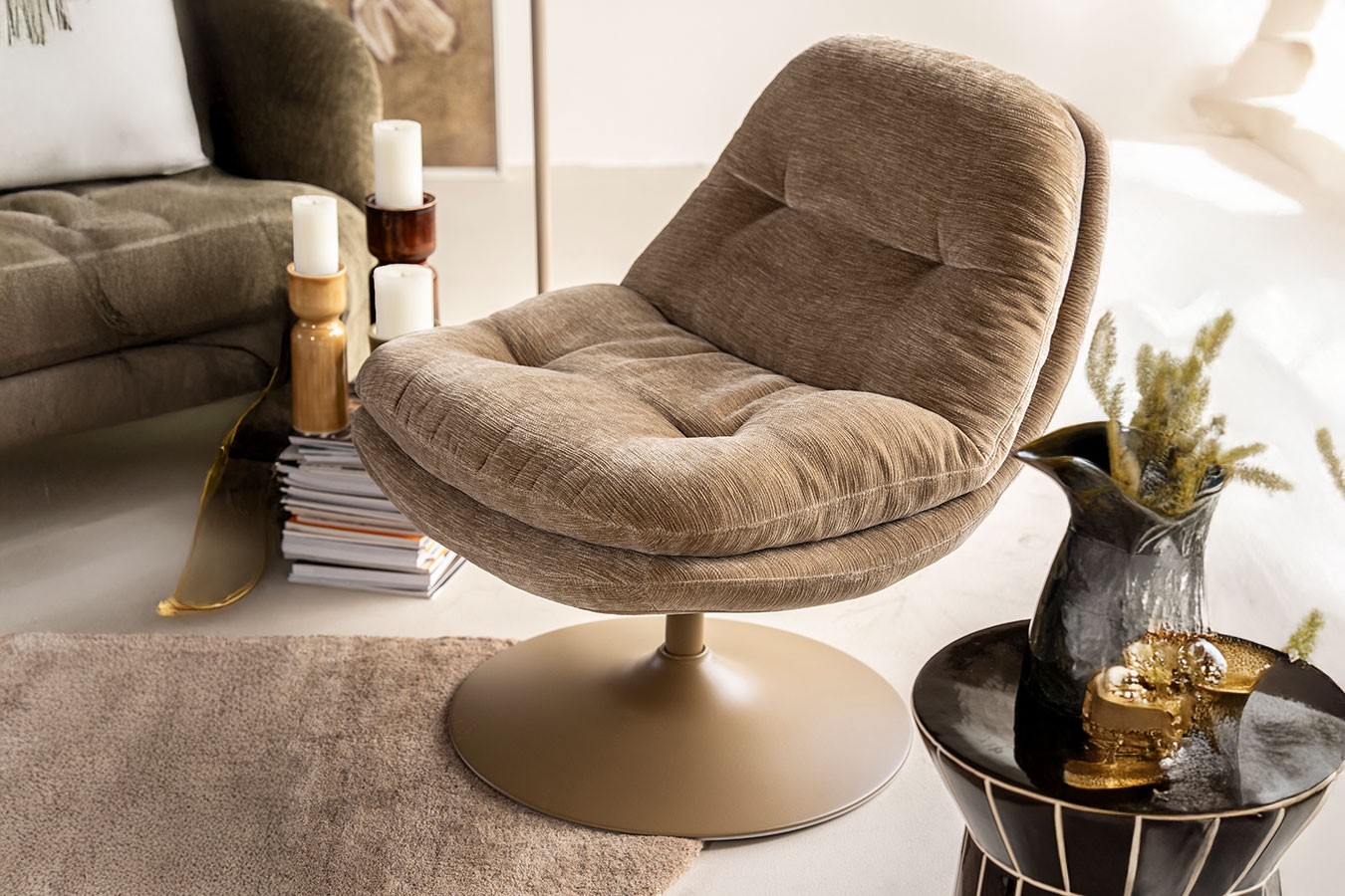Drehsessel Tomba Velvet hellbraun