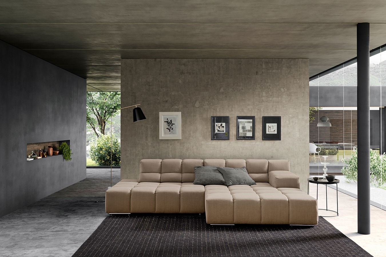 Ecksofa Cube Stoff beige