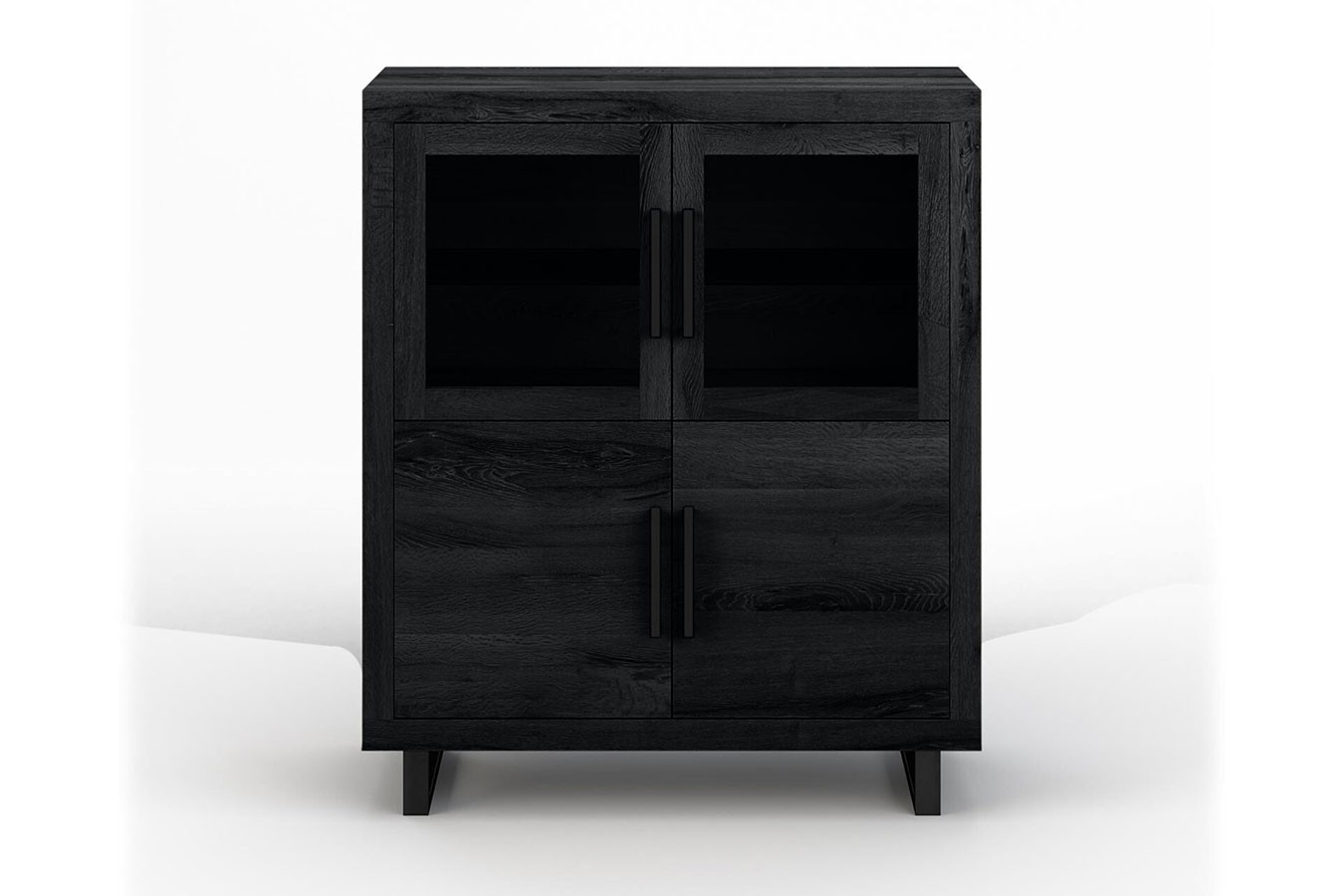 Highboard Nature mit Glas Eiche H 140 cm