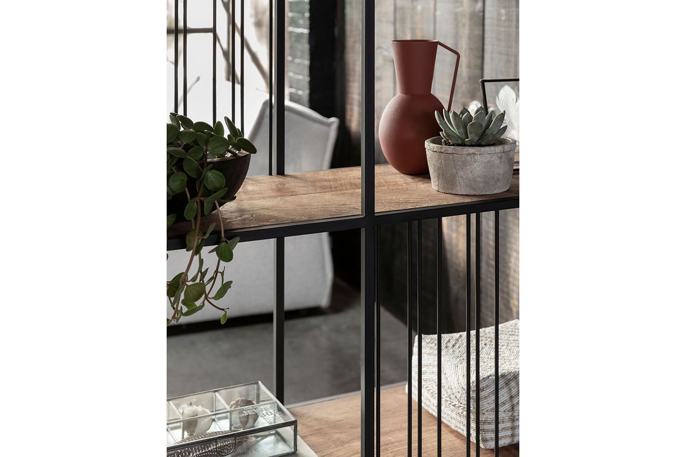 Bücherregal Barra Teak-Metall B 140 cm