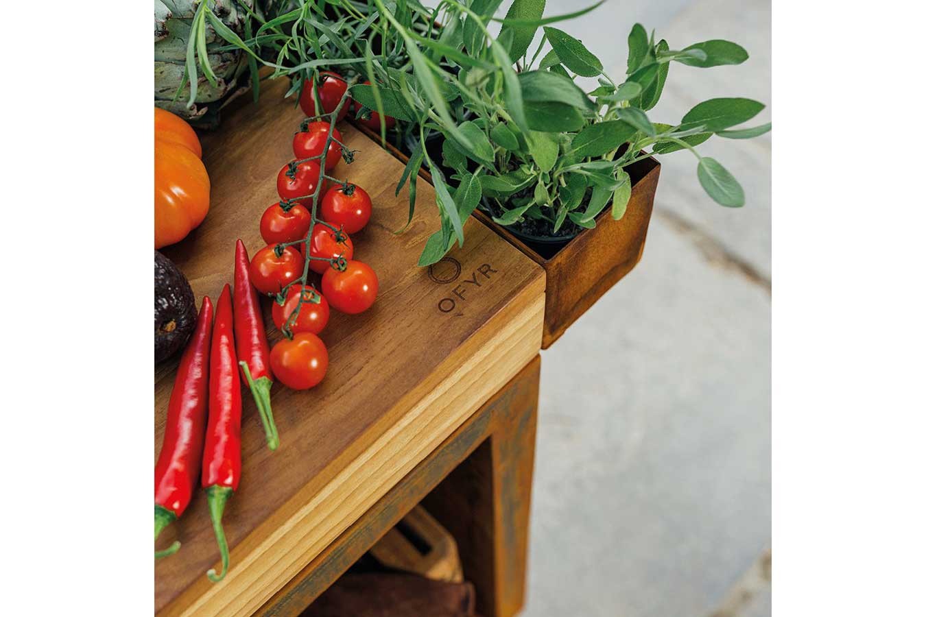 Ofyr Butcher Block Storage Corten 90 Teak