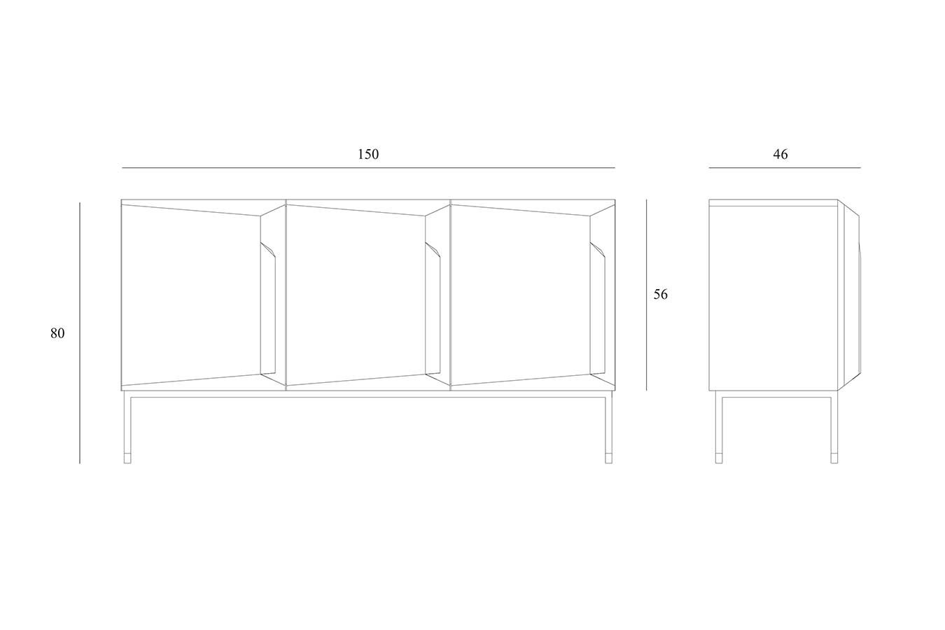 Sideboard Stairs Eiche schwarz B 150 cm