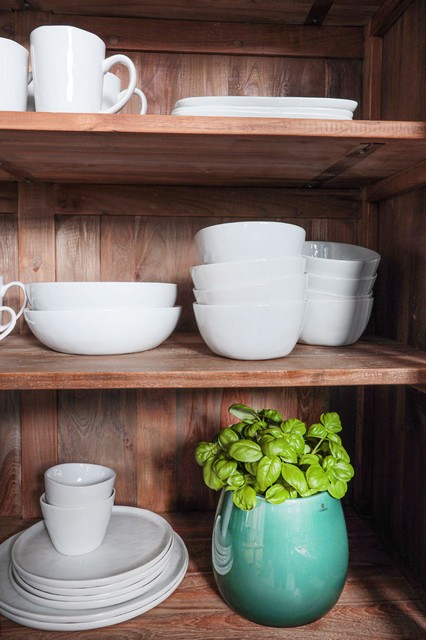 Vitrine Loft Teakholz massiv schmal