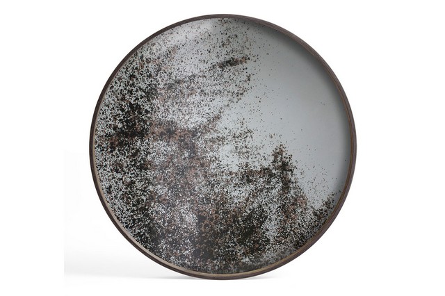 Notre Monde Tablett rund schwarz silber D 61 cm