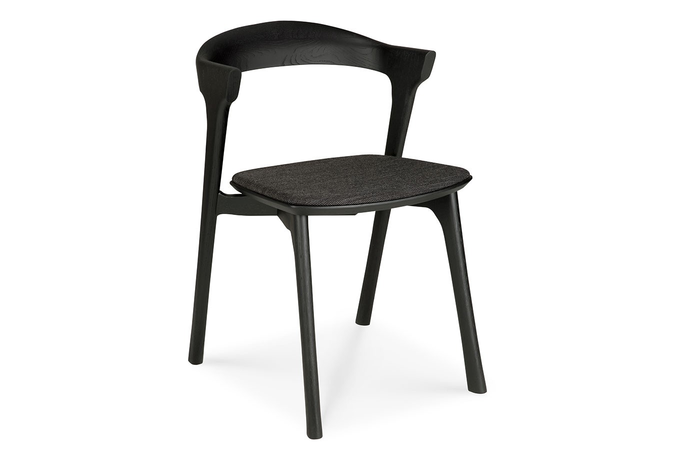Stuhl Bok Eiche schwarz lackiert mit Sitzkissen schwarz