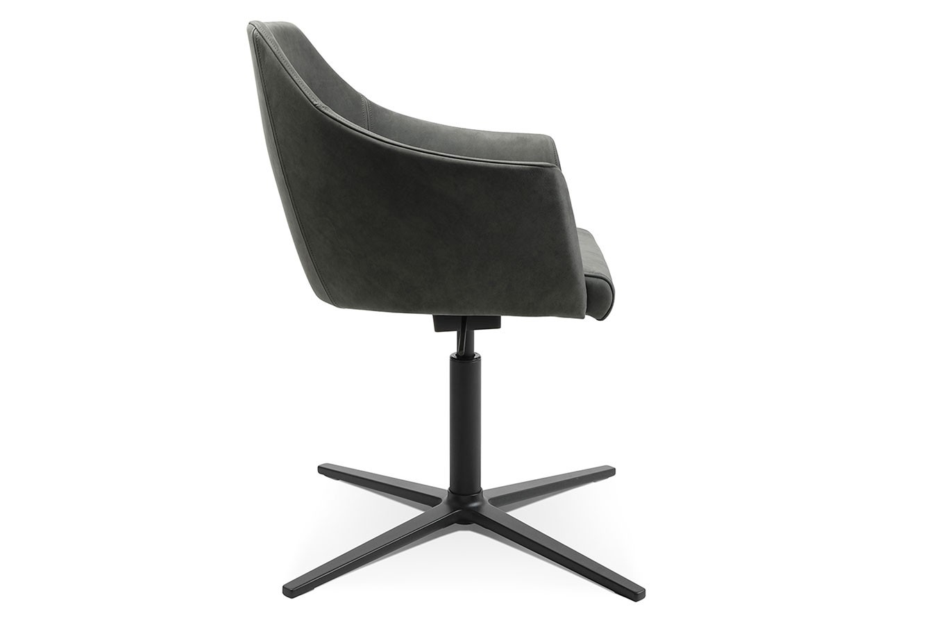 Drehstuhl W-Cube 3 mit Arm Leder grau